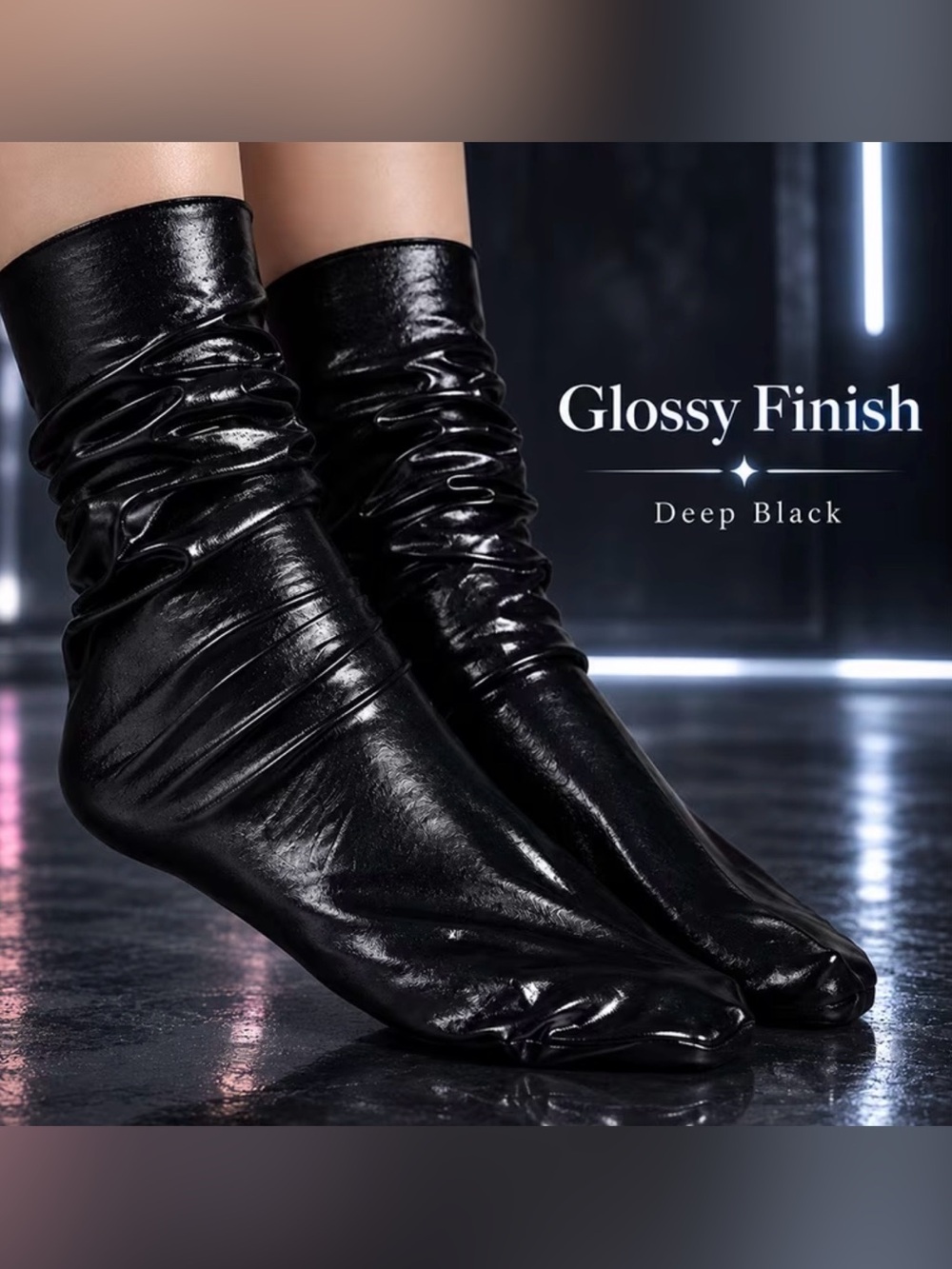 Faux Leather Fashion Socks